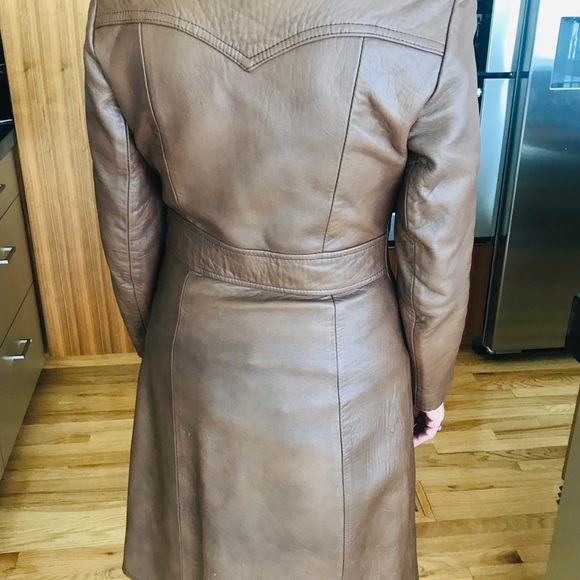 Genuine 70’s vintage leather trench coat/jacket - Picture 3 of 8